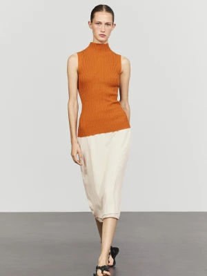 Prążkowany Top Z Dzianiny Z Golfem - Spal. Pomar - Massimo Dutti - Female