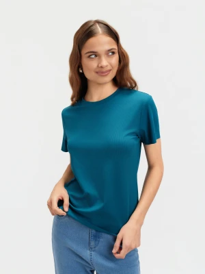 Prążkowany turkusowy t-shirt Top Secret