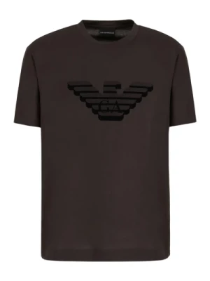 Premiumowa Bawełniana Koszulka z Nadrukiem Logo Emporio Armani