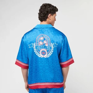 zəяo si:x nœf Primary Logo Ornament Resort Shirt mężczyźni Koszule niebieski rozmiar Odzież
