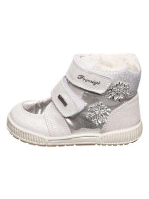 Primigi Skórzane botki w kolorze srebrno-białym rozmiar: 24