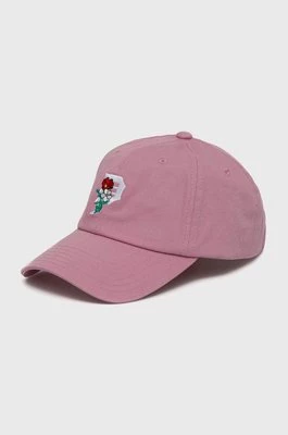 Primitive czapka z daszkiem bawełniana kolor różowy z aplikacją