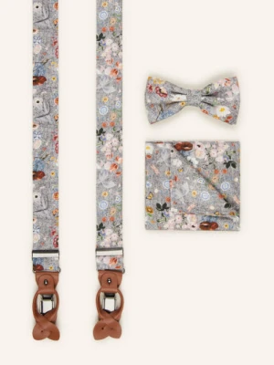 Prince Bowtie Zestaw: Szelki, Mucha I Poszetka grau