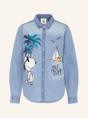 Princess Goes Hollywood Bluzka Jeansowa Z Ozdobnymi Perełkami blau