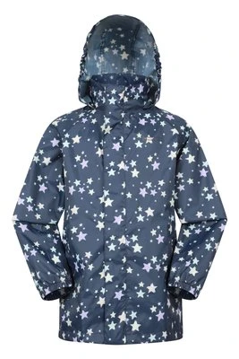Printed Kids Waterproof Pakka Jacket - Navy Mountain Warehouse