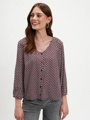 Printowana bluzka z dekoltem w serek Top Secret