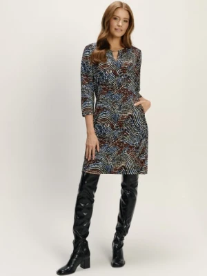 Printowana sukienka z ozdobną aplikacją przy dekolcie Greenpoint
