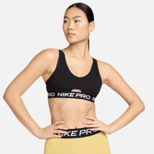 Nike Pro Indy Plunge Medium-Support Padded Sports Bra kobiety Bielizna czarny rozmiar Odzież