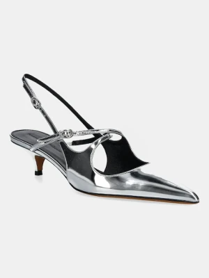 Proenza Schouler szpilki skórzane Slash kolor srebrny SH252038