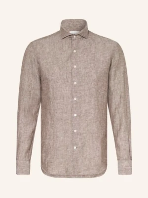 Profuomo Koszula Lniana O Kroju Slim Fit braun