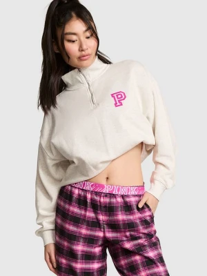 Prosta bluza z krótkim zamkiem Campus Fleece Victoria's Secret Szary