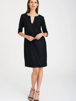 Prosta, koktajlowa sukienka z głębokim dekoltem v, czarna Greenpoint