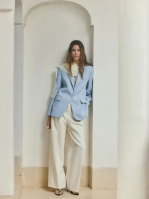 Prosta marynarka garniturowa błękitny - Kobieta - - MANGO