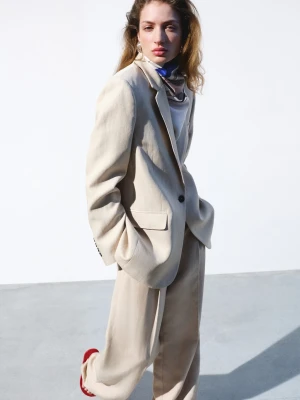 Prosta marynarka garniturowa piaskowy - Kobieta - - MANGO