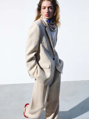 Prosta marynarka garniturowa piaskowy - Kobieta - - MANGO