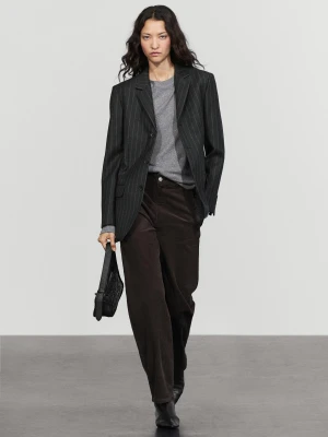 Prosta Marynarka Ze 100% Wełny W Prążki - Szary - Massimo Dutti - Female