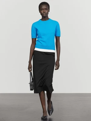 Prosta Spódnica Midi - Czarny - Massimo Dutti - Female