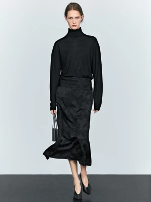Prosta Spódnica Midi Z Pasem - Czarny - Massimo Dutti - Female