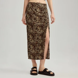 Prosta spódnica mini ze wzorem w panterkę i rozcięciem House