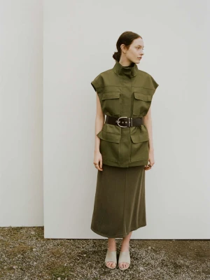 Prosta spódnica z modalu khaki - Kobieta - - MANGO