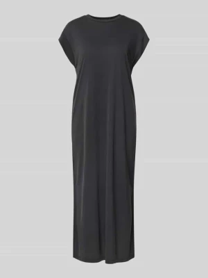 Prosta sukienka casualowa z mieszanki wiskozy model 'ANORA' Pieces Czarny