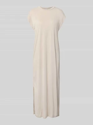 Prosta sukienka casualowa z mieszanki wiskozy model 'ANORA' Pieces Beżowy