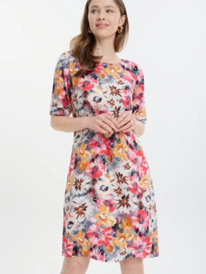 Prosta wiskozowa sukienka w kolorowe kwiaty Greenpoint