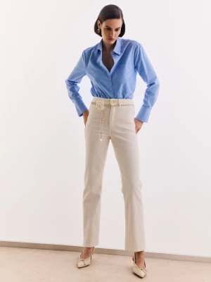 Proste białe jeansy z wysokim stanem TARANKO