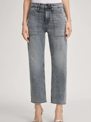 Proste dżinsy Elektra ze średnim stanem, w niebieskim kolorze z efektem sprania Joop