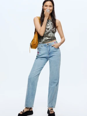 proste dżinsy w kwiaty Desigual