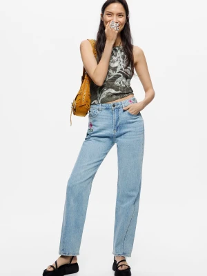 proste dżinsy w kwiaty Desigual