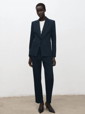 Proste, garniturowe spodnie ciemnogranatowy - Kobieta - - MANGO