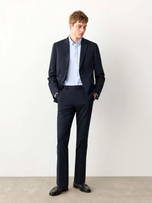 Proste, garniturowe spodnie granatowy - Teen - - MANGO TEEN