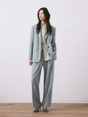 Proste, garniturowe spodnie niebieski - Kobieta - - MANGO