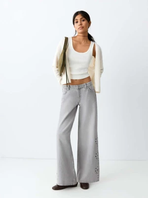 Proste haftowane dżinsy szary denim - Teen - - MANGO TEEN