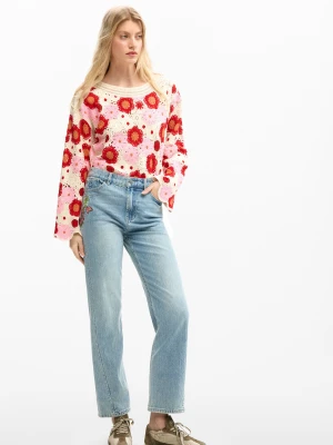 Proste jeansy w kwiaty Desigual