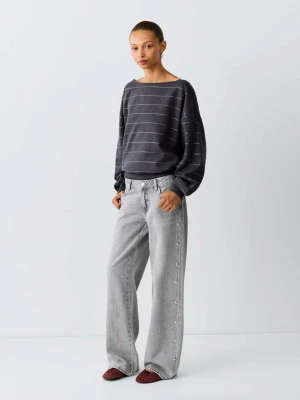 Jeansy z niskim stanem i ćwiekami szary denim - Teen - MANGO TEEN