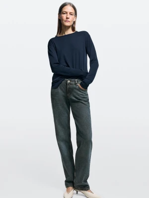 Proste Jeansy Z Niskim Stanem - Ciemnoniebieski - Massimo Dutti - Female