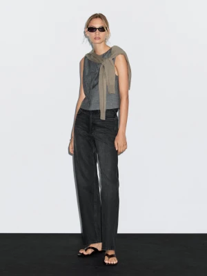 Proste Jeansy Z Niskim Stanem - Czarny - - Massimo Dutti - Kobieta