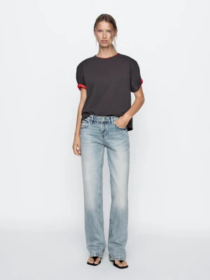 Proste Jeansy Z Niskim Stanem - Jasnoniebieski - - Massimo Dutti - Kobieta