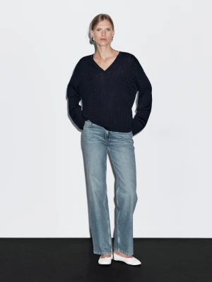 Proste Jeansy Z Niskim Stanem - Jasnoniebieski - - Massimo Dutti - Kobieta