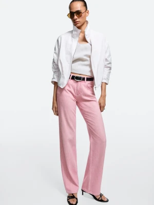 Proste Jeansy Z Niskim Stanem - Różowy - Massimo Dutti - Female