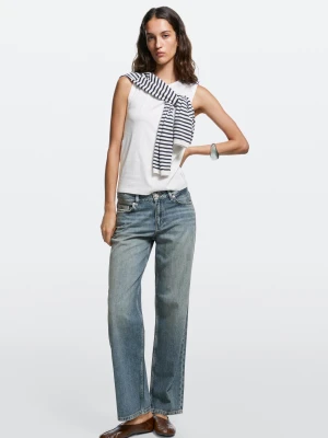 Proste Jeansy Z Niskim Stanem - Średni Niebieski - Massimo Dutti - Female