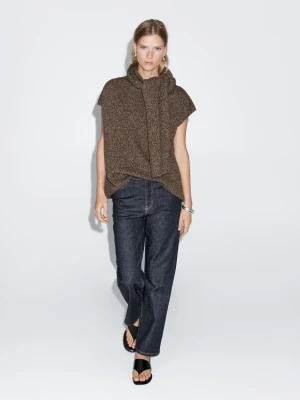 Proste Jeansy Z Wysokim Stanem - Ciemnoniebieski - - Massimo Dutti - Kobieta