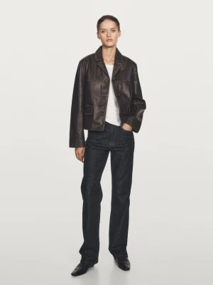 Proste Jeansy Z Wysokim Stanem - Ciemnoniebieski - - Massimo Dutti - Kobieta