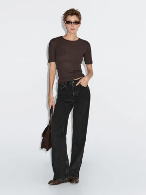 Proste Jeansy Z Wysokim Stanem - Czarny - - Massimo Dutti - Kobieta