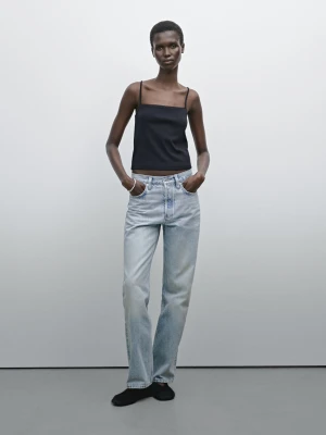 Proste Jeansy Z Wysokim Stanem - Jasnoniebieski - - Massimo Dutti - Kobieta
