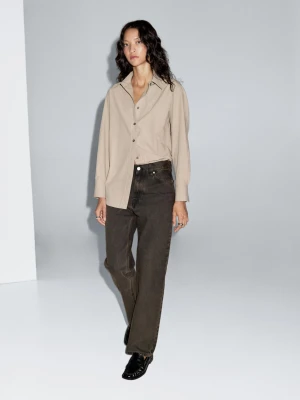 Proste Jeansy Z Wysokim Stanem - Szary Naturalny - - Massimo Dutti - Kobieta