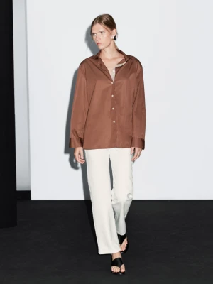 Proste Jeansy Z Wysokim Stanem Z Mieszanki Bawełny - Biały Złamany - - Massimo Dutti - Female