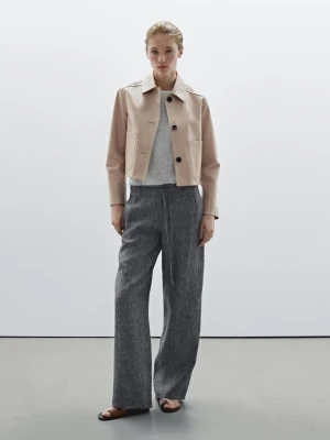 Proste Jeansy Ze 100% Lnu - Indygo - - Massimo Dutti - Kobieta